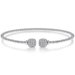 Best Gabriel & Co. 14K White Gold Bujukan Split Cuff Bracelet with Pave Diamond Squares
