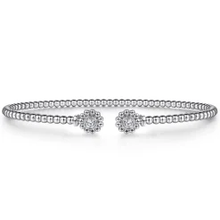 Online Gabriel & Co. 14K White Gold Bujukan Split Cuff Bracelet with Diamond Flower Caps