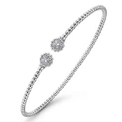 Online Gabriel & Co. 14K White Gold Bujukan Split Cuff Bracelet with Diamond Flower Caps