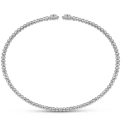 Online Gabriel & Co. 14K White Gold Bujukan Split Cuff Bracelet with Diamond Flower Caps