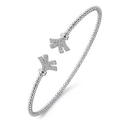 Sale Gabriel & Co. 14K White Gold Bujukan Split Cuff Bracelet with Diamond Pave Fan Caps