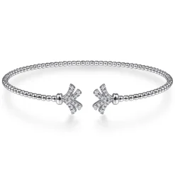 Sale Gabriel & Co. 14K White Gold Bujukan Split Cuff Bracelet with Diamond Pave Fan Caps