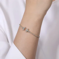 Sale Gabriel & Co. 14K White Gold Bujukan Split Cuff Bracelet with Diamond Pave Fan Caps