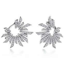 Gabriel & Co. 18K White Gold Bursting Diamond Open Circle Bypass Earrings