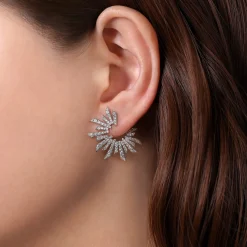 Gabriel & Co. 18K White Gold Bursting Diamond Open Circle Bypass Earrings
