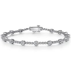 Hot Gabriel & Co. 14K White Gold Buttercup Set Diamond Tennis Bracelet