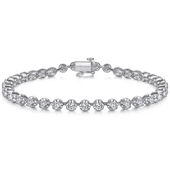 Hot Gabriel & Co. 14K White Gold Buttercup Set Diamond Tennis Bracelet
