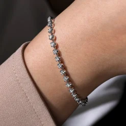 Hot Gabriel & Co. 14K White Gold Buttercup Set Diamond Tennis Bracelet