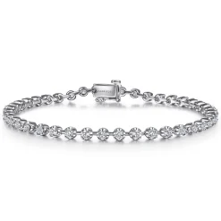 Best Gabriel & Co. 14K White Gold Buttercup Set Diamond Tennis Bracelet
