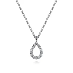 Online Gabriel & Co. 14K White Gold Butter Cup Set Diamond Teardrop Pendant Necklace