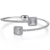 Best Gabriel & Co. 18K White Gold Bypass Bangle with Baguette and Round Diamonds