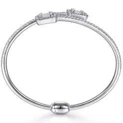 Best Gabriel & Co. 18K White Gold Bypass Bangle with Baguette and Round Diamonds
