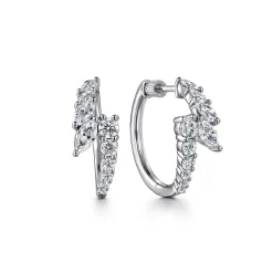 Outlet Gabriel & Co. 18K White Gold Bypass Diamond Hoop Earrings