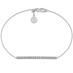 Gabriel & Co. 14K White Gold Chain Bracelet with Pave Diamond Bar