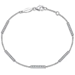 Gabriel & Co. 14K White Gold Chain Bracelet with Diamond Bar Stations
