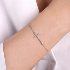 Online Gabriel & Co. 14K White Gold Chain Bracelet with Diamond Cross