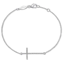 Online Gabriel & Co. 14K White Gold Chain Bracelet with Diamond Cross