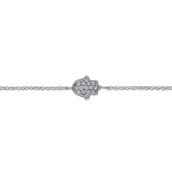 Sale Gabriel & Co. 14K White Gold Chain Bracelet with Pave Diamond Hamsa