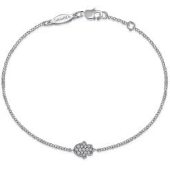 Sale Gabriel & Co. 14K White Gold Chain Bracelet with Pave Diamond Hamsa