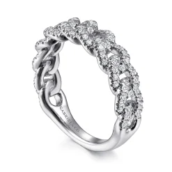 Clearance Gabriel & Co. 14K White Gold Chain Link Stackable Diamond Ring