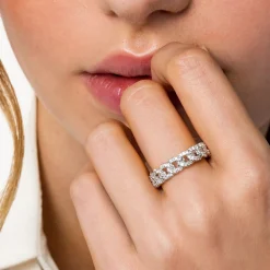 Clearance Gabriel & Co. 14K White Gold Chain Link Stackable Diamond Ring