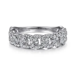 Clearance Gabriel & Co. 14K White Gold Chain Link Stackable Diamond Ring
