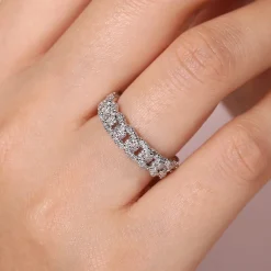 Clearance Gabriel & Co. 14K White Gold Chain Link Stackable Diamond Ring