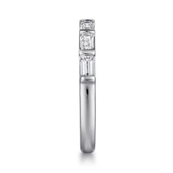 Gabriel & Co. 14K White Gold Channel Baguette 7 Stone Diamond Anniversary Band - 0.67 ct