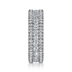 Discount Gabriel & Co. 14K White Gold Channel Prong Set Princess Cut and Round Diamond Eternity Band - 2.4 ct