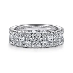Discount Gabriel & Co. 14K White Gold Channel Prong Set Princess Cut and Round Diamond Eternity Band - 2.4 ct