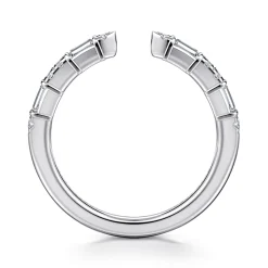 Discount Gabriel & Co. 14K White Gold Channel set baguette and U Setting Round Diamond Open Anniversary Band - 0.25 ct
