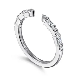 Discount Gabriel & Co. 14K White Gold Channel set baguette and U Setting Round Diamond Open Anniversary Band - 0.25 ct