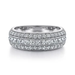 Outlet Gabriel & Co. 14K White Gold Channel Set Diamond Anniversary Band with Round and Princess Cut Diamonds - 1.2 ct