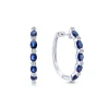 Clearance Gabriel & Co. 14K White Gold Channel Set 25mm Round Classic Diamond Oval Sapphire Hoop Earrings
