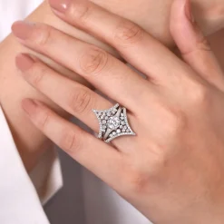 Online Gabriel & Co. 14K White Gold Chevron Diamond Ring Enhancer - 0.95 ct