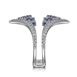 Outlet Gabriel & Co. 14K White Gold Chevron Sapphire and Diamond Ring Enhancer - 0.45 ct