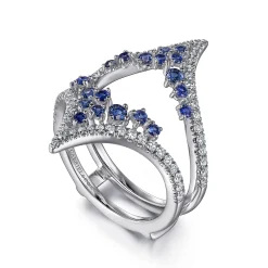 Outlet Gabriel & Co. 14K White Gold Chevron Sapphire and Diamond Ring Enhancer - 0.45 ct