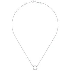 Gabriel & Co. 14K White Gold Circle Diamond Pendant Necklace