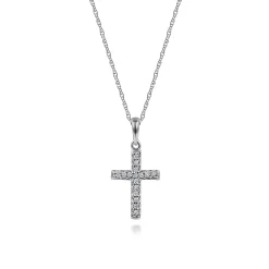 Online Gabriel & Co. 14k White Gold Classic Diamond Cross Necklace