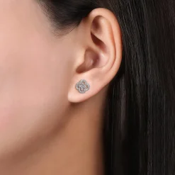 Gabriel & Co. 14K White Gold Clover Cutout Diamond Stud Earrings