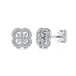 Gabriel & Co. 14K White Gold Clover Cutout Diamond Stud Earrings