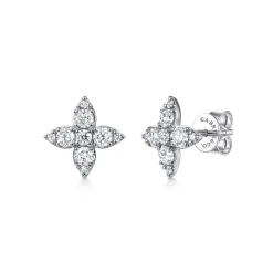 Gabriel & Co. 14K White Gold Clover Diamond Stud Earrings