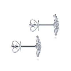 Gabriel & Co. 14K White Gold Clover Diamond Stud Earrings
