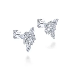 Outlet Gabriel & Co. 18K White Gold Cluster Diamond Stud Earrings
