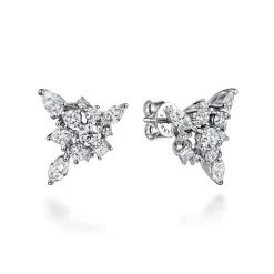 Outlet Gabriel & Co. 18K White Gold Cluster Diamond Stud Earrings