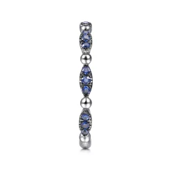 New Gabriel & Co. 14K White Gold Cluster Sapphire and Bujukan Ball Stackable Ring