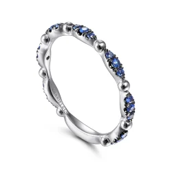 New Gabriel & Co. 14K White Gold Cluster Sapphire and Bujukan Ball Stackable Ring