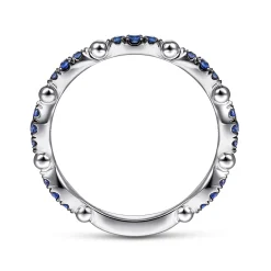 New Gabriel & Co. 14K White Gold Cluster Sapphire and Bujukan Ball Stackable Ring