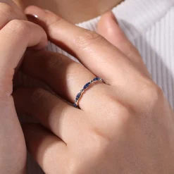 New Gabriel & Co. 14K White Gold Cluster Sapphire and Bujukan Ball Stackable Ring
