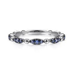 New Gabriel & Co. 14K White Gold Cluster Sapphire and Bujukan Ball Stackable Ring